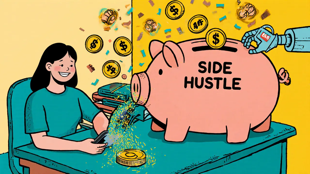 A Filipino student earns DENT tokens from unused phone data, with data GBs flying like confetti.