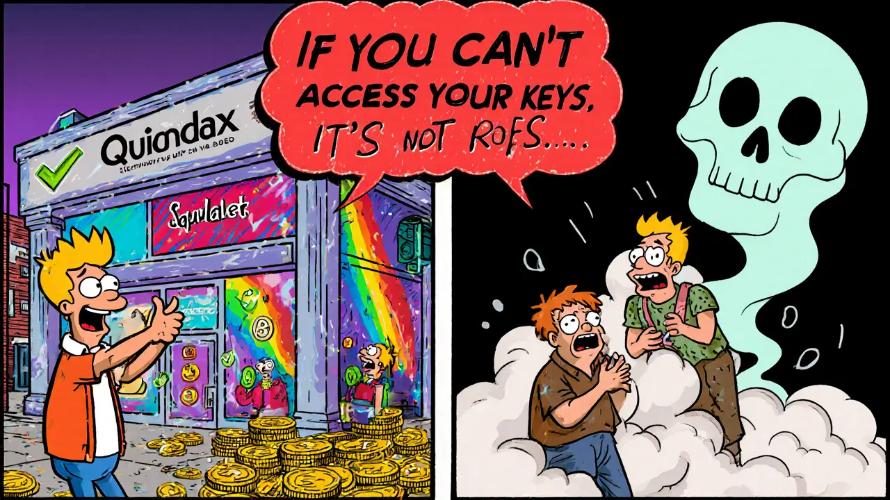 Happy users on one side, devastated users on the other, with a warning skull sign.