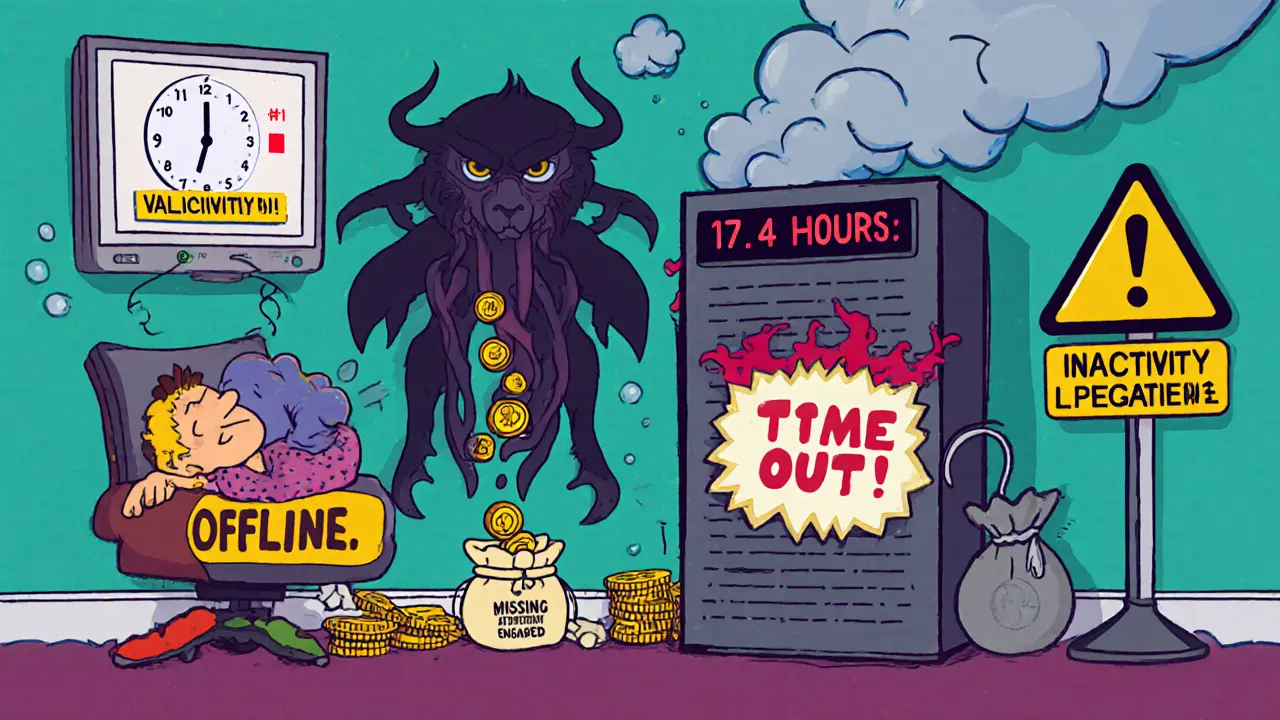 Sleepy validator with offline server and inactivity leak monster draining staked tokens.