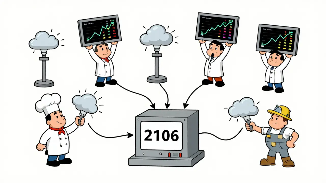 Node operators sending data from weather, stock, and crypto sources to median aggregator
