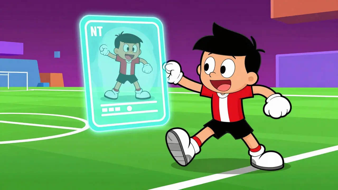 Player using NFT card in virtual football match