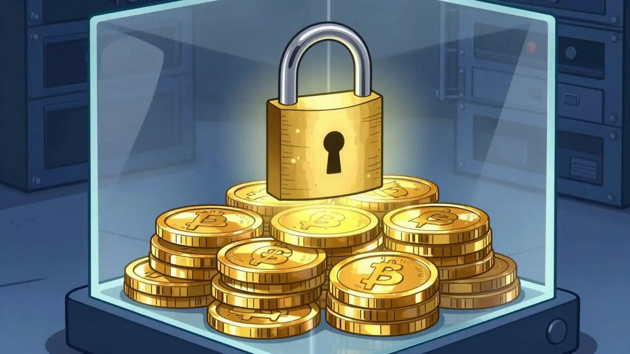 Golden coins protected by a shield in classic cartoon style.