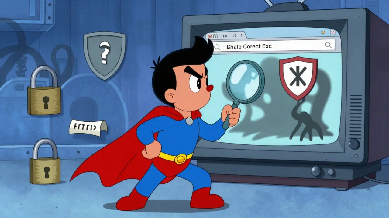 Superhero examining website URL for security checks