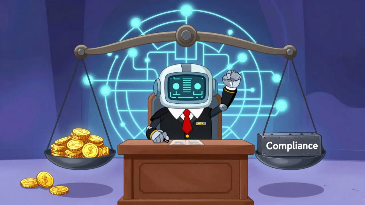 Cartoon illustrating the balance between privacy and compliance