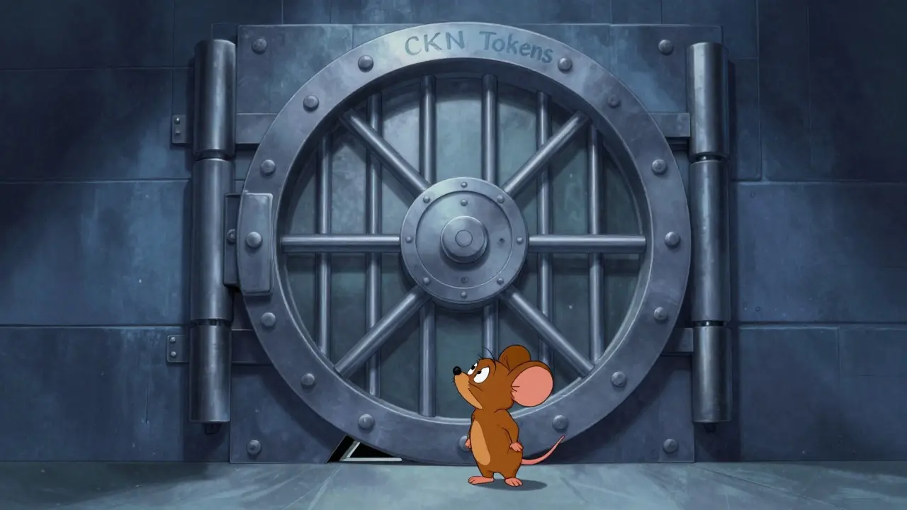 Illustration showing a mostly locked vault representing low token circulation and liquidity.