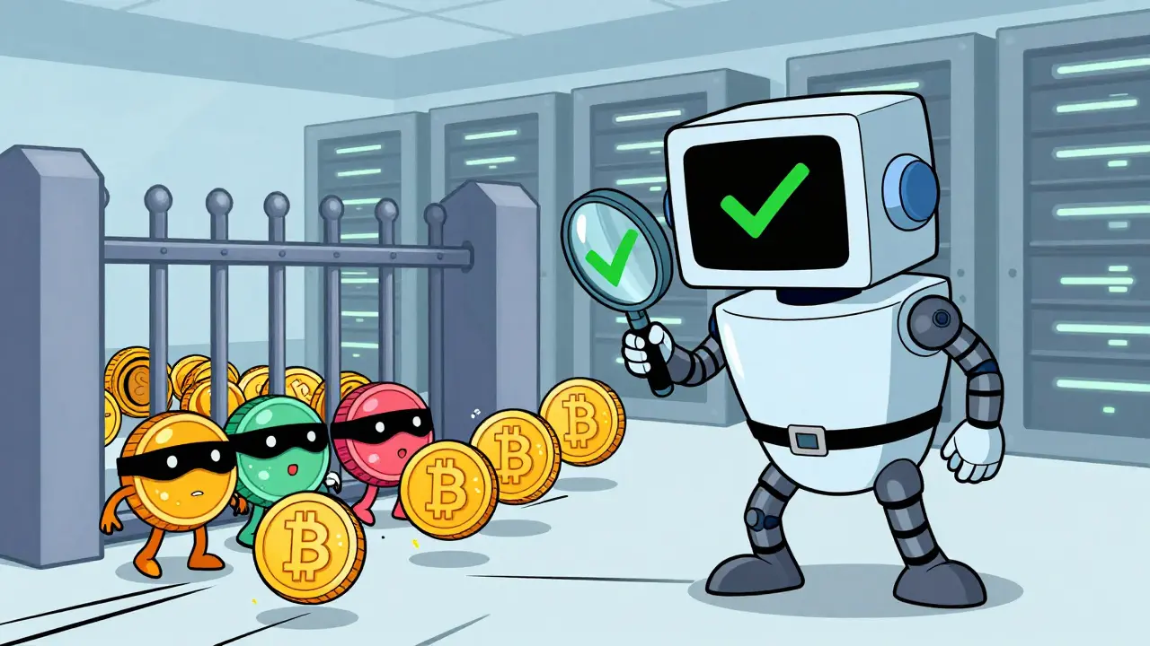 Retro robot guard screening crypto coins for sanctions compliance