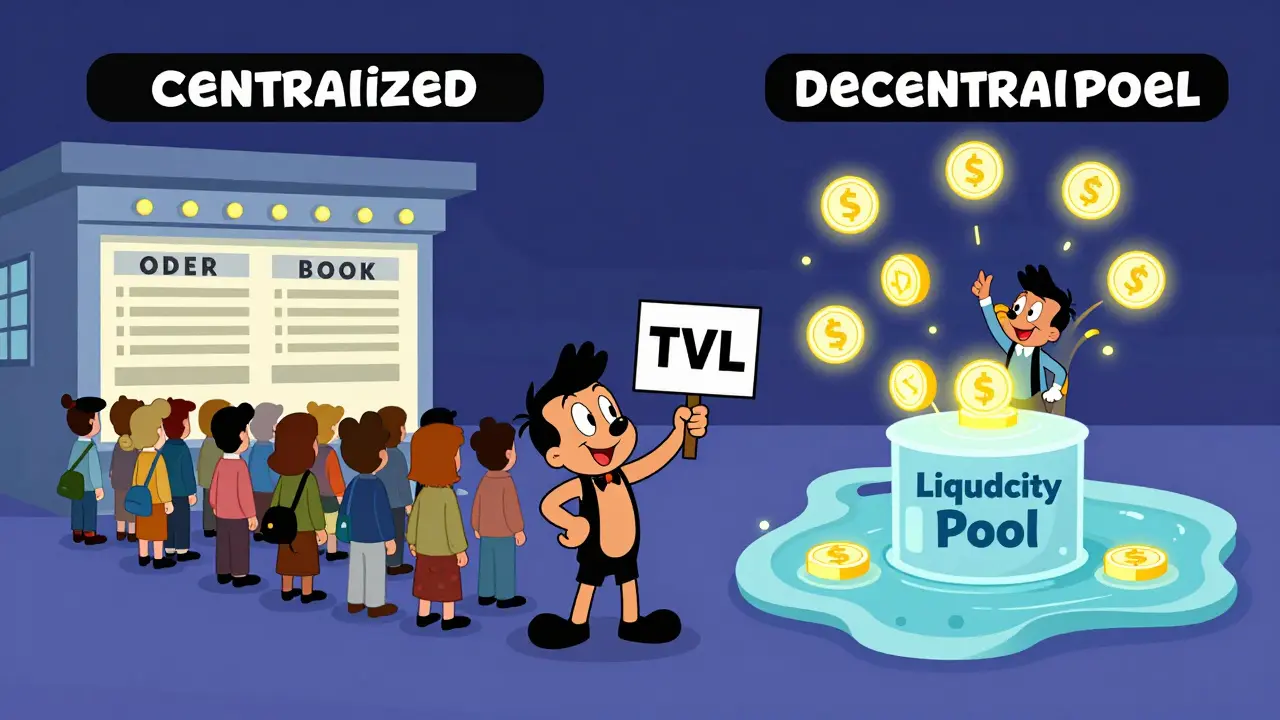 Comparison of centralized order books vs decentralized liquidity pools