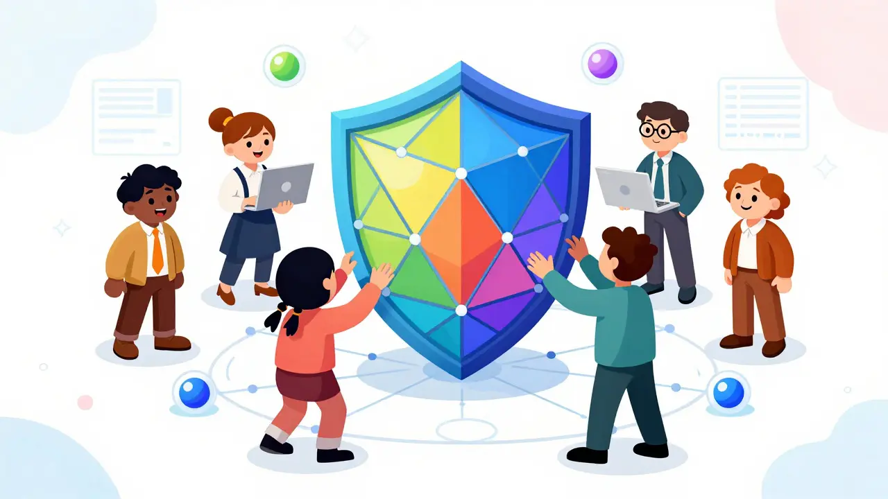 Developers building a geometric lattice shield for blockchain
