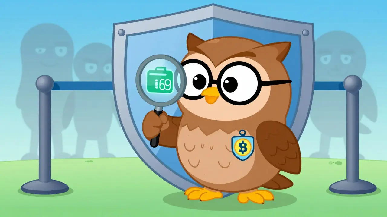 Wise owl protecting crypto wallet from scams
