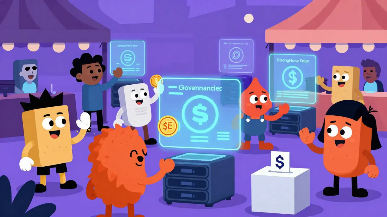 Animated characters using crypto tokens for staking and voting