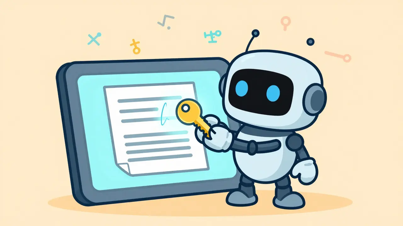 Cartoon of robot signing transaction with private key