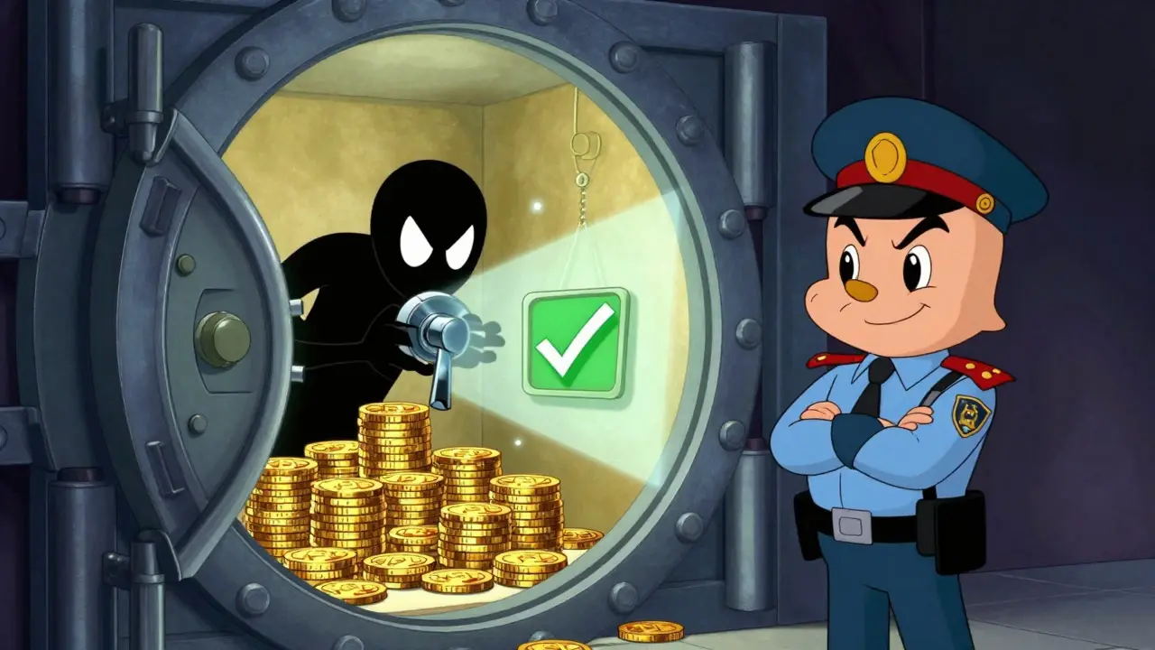 Secure vault protecting crypto assets from shadowy threats