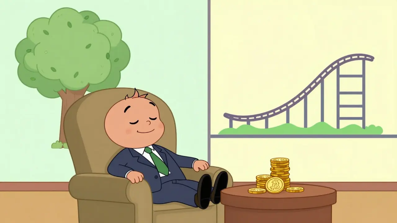 Sleeping investor with stable staking growth vs volatile lending path