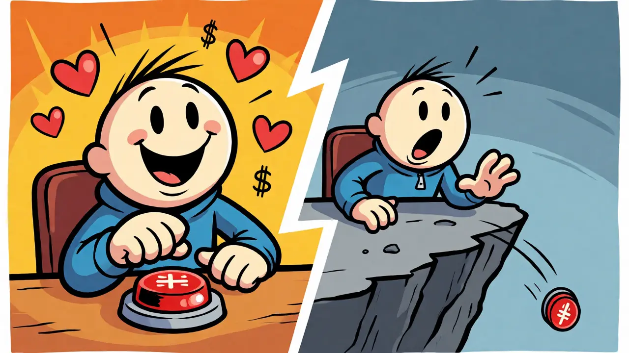 Cartoon character reacting to sudden crypto balance drop
